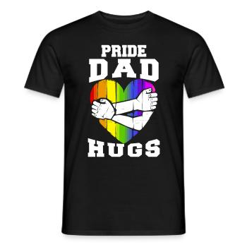 Fierté papa câlins LGBTQ arc-en-ciel coeur allié câlin gratuit - T-shirt homme - noir - Devant - AI Model Male 178 light (178cm)