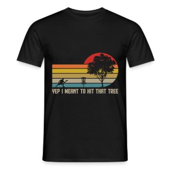 Disc Golf Hit Tree Frisbee Golf - Men's T-Shirt - black - Front - AI Model Male 178 light (178cm)