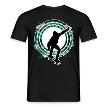 Skateboarder springt Kreis Raster grün - Männer T-Shirt - Schwarz - Vorne - AI Model Male 178 light (178cm)