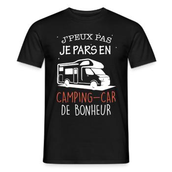 Humour camping-car bonheur - T-shirt homme - noir - Devant - AI Model Male 178 light (178cm)