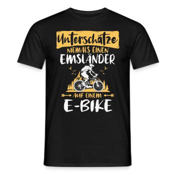 Emsländer E-Bike Emsland Ebike Geschenk - Männer T-Shirt - Schwarz - Vorne - AI Model Male 178 light (178cm)