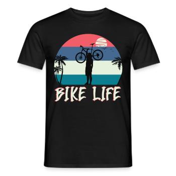 Bike Life - Bicycle Beach Sea - Men's T-Shirt - black - Front - AI Model Male 178 light (178cm)
