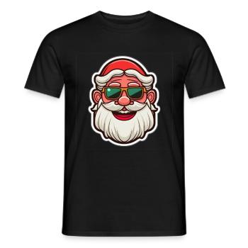 Laughing Santa Claus with sunglasses - Men's T-Shirt - black - Front - AI Model Male 178 light (178cm)
