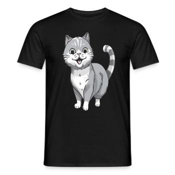 Chat souriant pour les amoureux des chats - T-shirt homme - noir - Devant - AI Model Male 178 light (178cm)