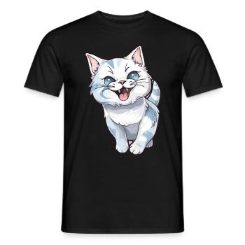 Laughing cute kitten for cat lovers - Men's T-Shirt - black - Front - AI Model Male 178 light (178cm)