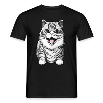 House tiger cat for cat lovers - Men's T-Shirt - black - Front - AI Model Male 178 light (178cm)