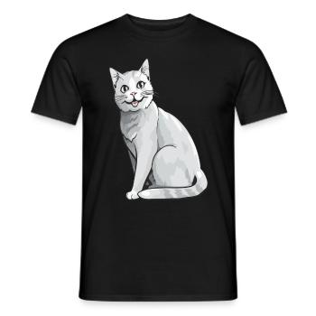 Chat brillant pour les propriétaires de chats - T-shirt homme - noir - Devant - AI Model Male 178 light (178cm)