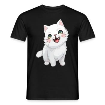 Chaton mignon avec œil de chat pour les amoureux des chats - T-shirt homme - noir - Devant - AI Model Male 178 light (178cm)