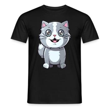 Chaton mignon avec œil de chat pour les propriétaires de chats - T-shirt homme - noir - Devant - AI Model Male 178 light (178cm)