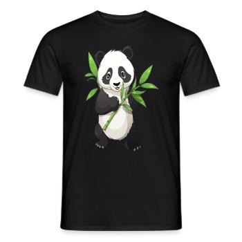 Panda with bamboo - Men's T-Shirt - black - Front - AI Model Male 178 light (178cm)
