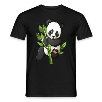 Panda câlin avec branche de bambou - T-shirt homme - noir - Devant - AI Model Male 178 light (178cm)