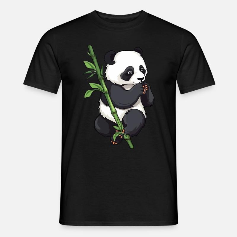 Pandabär mit Bambus - Männer T-Shirt - Schwarz