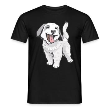 Chien mignon et joyeux - T-shirt homme - noir - Devant - AI Model Male 178 light (178cm)
