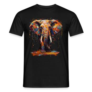 Elephant farbenfroh - Männer T-Shirt - Schwarz - Vorne - AI Model Male 178 light (178cm)