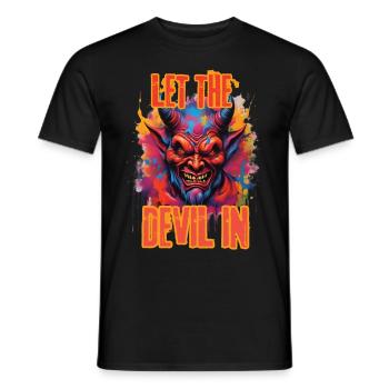LET THE DEVIL IN. - Men's T-Shirt - black - Front - AI Model Male 178 light (178cm)