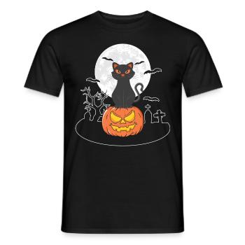 Citrouille de chat d’Halloween - T-shirt homme - noir - Devant - AI Model Male 178 light (178cm)