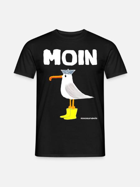 Moin Möwe mit Gummistiefel Miesmuschelartwuermchen - Männer T-Shirt - Schwarz