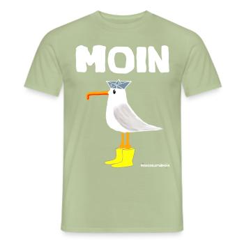 Moin Möwe mit Gummistiefel Miesmuschelartwuermchen - Männer T-Shirt - Sage - Vorne - AI Model Male 178 light (178cm)