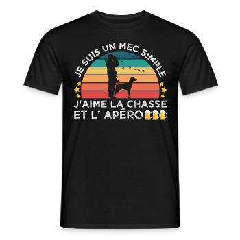 Chasse et apéro humour chasseur cadeau chasse cool - T-shirt homme - noir - Devant - AI Model Male 178 light (178cm)