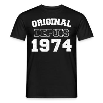 Original depuis 1974 cadeau anniversaire vintage - T-shirt homme - noir - Devant - AI Model Male 178 light (178cm)