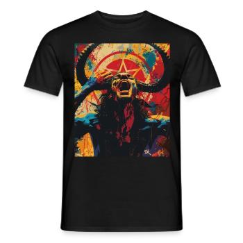The Devil mit Pentagramm, Totenkopf, Teufel - Männer T-Shirt - Schwarz - Vorne - AI Model Male 178 light (178cm)