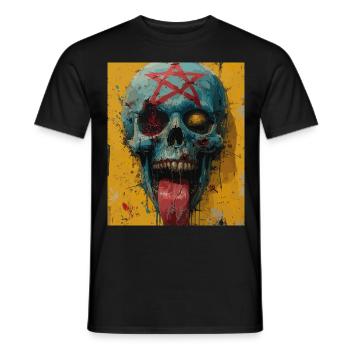 The Skull mit Pentagramm, Totenkopf, Schädel - Männer T-Shirt - Schwarz - Vorne - AI Model Male 178 light (178cm)