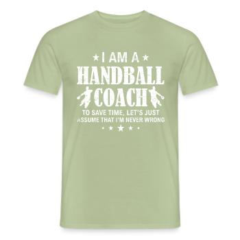 Handball Trainer Geschenk - Männer T-Shirt - Sage - Vorne - AI Model Male 178 light (178cm)