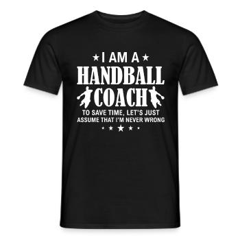 Ballon de sport entraîneur handball - T-shirt homme - noir - Devant - AI Model Male 178 light (178cm)