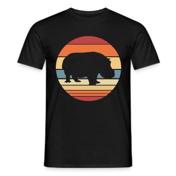Vintage hippopotamus - Men's T-Shirt - black - Front - AI Model Male 178 light (178cm)