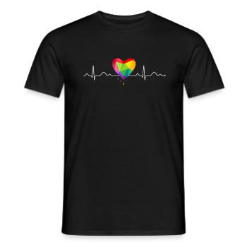 LGBT Gay Pride rainbow heart heartbeat - Men's T-Shirt - black - Front - AI Model Male 178 light (178cm)