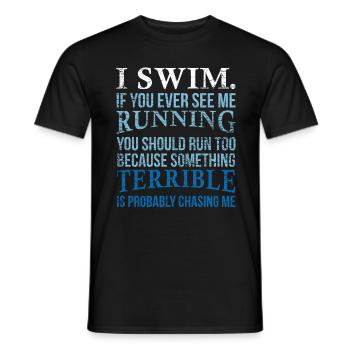 Schwimmen - Männer T-Shirt - Schwarz - Vorne - AI Model Male 178 light (178cm)