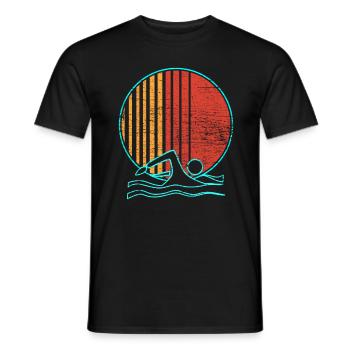 Schwimmen - Männer T-Shirt - Schwarz - Vorne - AI Model Male 178 light (178cm)