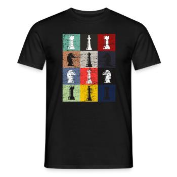 Pièces d'échecs - T-shirt homme - noir - Devant - AI Model Male 178 light (178cm)