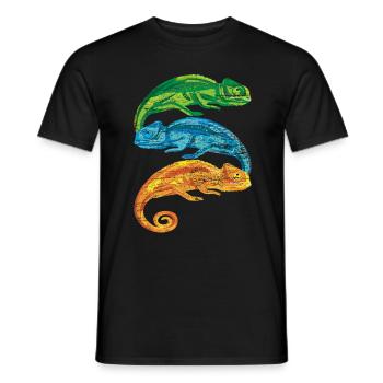 Chamäleon Retro - Männer T-Shirt - Schwarz - Vorne - AI Model Male 178 light (178cm)