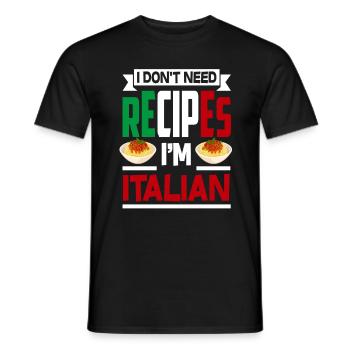 Recettes italiennes - T-shirt homme - noir - Devant - AI Model Male 178 light (178cm)