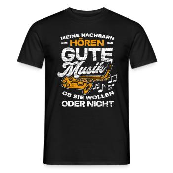 Saxophone music - Men's T-Shirt - black - Front - AI Model Male 178 light (178cm)