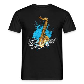 Instrument de musique saxophone - T-shirt homme - noir - Devant - AI Model Male 178 light (178cm)