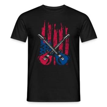 Guitare USA - T-shirt homme - noir - Devant - AI Model Male 178 light (178cm)