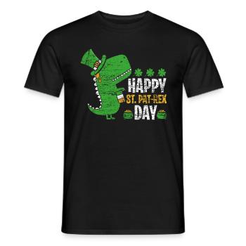 St. Patrick's Day T-Rex - Men's T-Shirt - black - Front - AI Model Male 178 light (178cm)