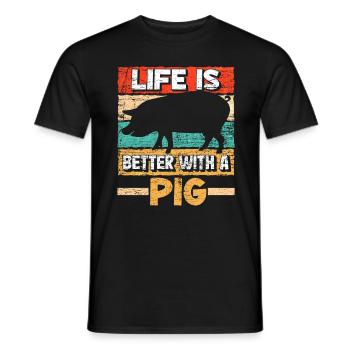 Schwein - Männer T-Shirt - Schwarz - Vorne - AI Model Male 178 light (178cm)