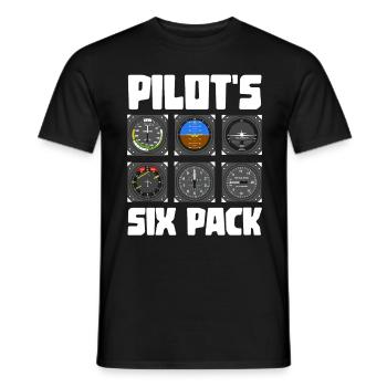 Pilot six-pack gift idea - Men's T-Shirt - black - Front - AI Model Male 178 light (178cm)