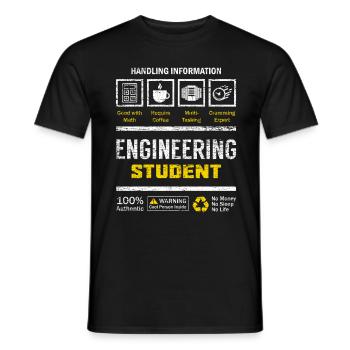 Engineer student - Men's T-Shirt - black - Front - AI Model Male 178 light (178cm)