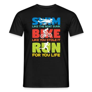 Triathlon bike - Men's T-Shirt - black - Front - AI Model Male 178 light (178cm)