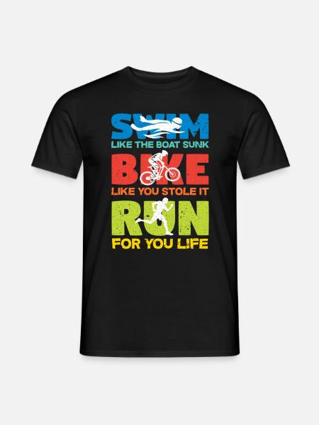 Triathlon Fahrrad - Männer T-Shirt - Schwarz