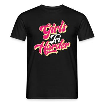 Triathlon fille jeu de mots cadeau - T-shirt homme - noir - Devant - AI Model Male 178 light (178cm)