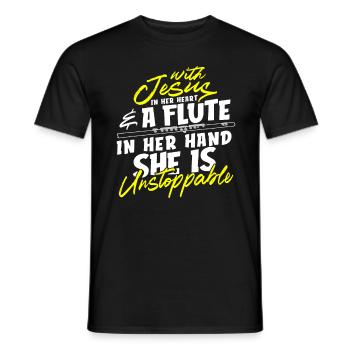 Flute Christian girl - Men's T-Shirt - black - Front - AI Model Male 178 light (178cm)