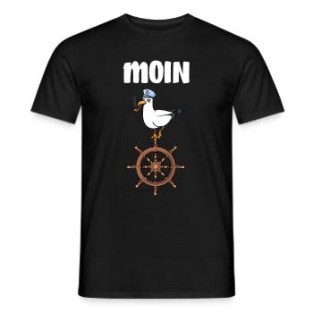 Moin Spruch - Möwe Vogel Segeln Meer Kapitän - Männer T-Shirt - Schwarz - Vorne - AI Model Male 178 light (178cm)