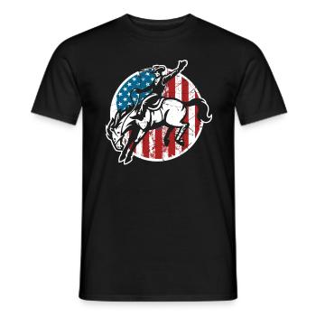Cavalier de drapeau Cowboy Patriot America - T-shirt homme - noir - Devant - AI Model Male 178 light (178cm)