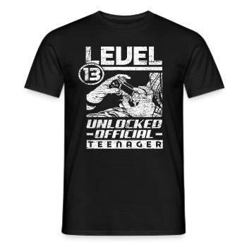 Gamer 13th birthday teenager - Men's T-Shirt - black - Front - AI Model Male 178 light (178cm)