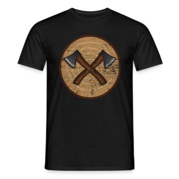 Axe Wood Tree Trunk - Men's T-Shirt - black - Front - AI Model Male 178 light (178cm)